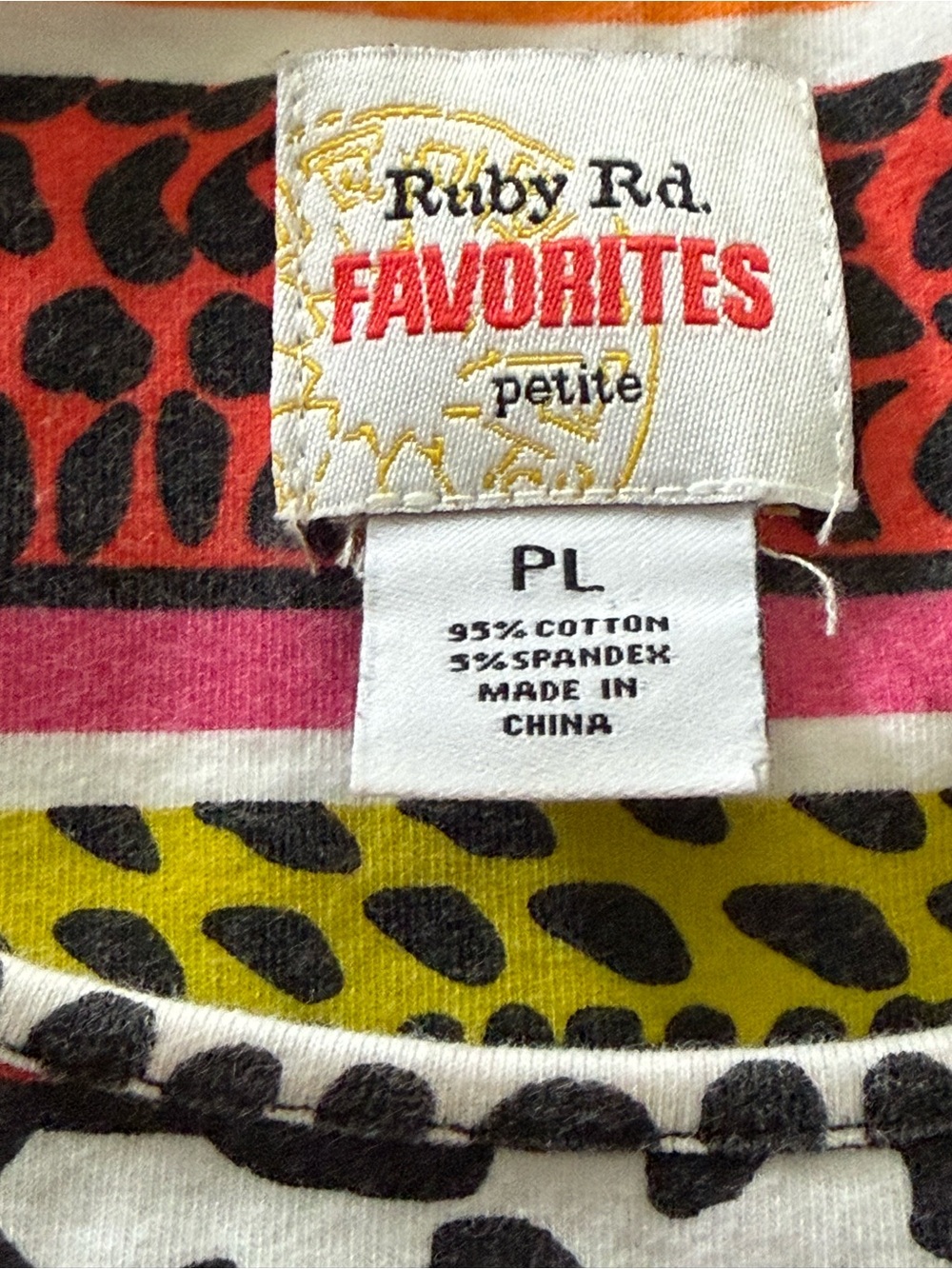 Ruby Rd. Multi-Color Striped & Animal Print Long Sleeve Top - Picture 2 of 3